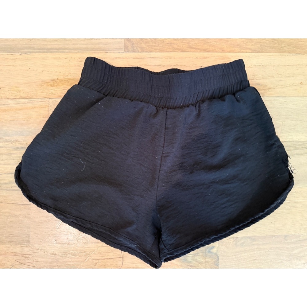 ERGE Girls Youth Large Black Elastic Waist Athletic Pull On Shorts Side Slits